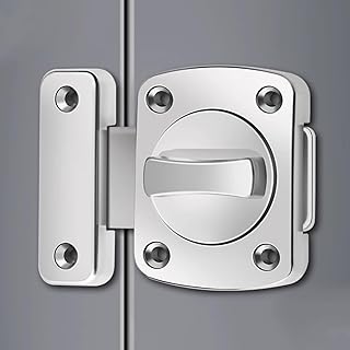 Zinc Alloy Drill Free Door Bolt Lock with Screws for Sliding Doors and Swing Door Latch Rotation Left/Right