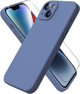 ACRONIX Silicone Case for iPhone 14 (6.1 inches), with 1 x Screen Protector, Liquid Silicone Case with Soft Microfiber Fabric Inner Lining, 360° Shockproof Case-French Blue