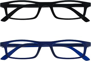 Opulize Ted Reading Glasses 2 Pack Narrow Matt Lightweight Frame Spring Hinges Scratch Resistant Mens Womens RR17