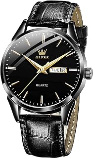 OLEVS Mens Ultra Thin 0.31 Inch Minimalist Waterproof Date Leather Band Wrist Watch