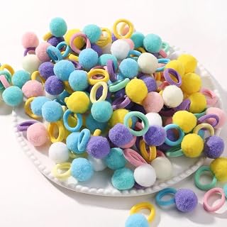 40pcs Hair Ties Small Pom Pom Ball Elastic Hair Fluffy Ponytail Holders Rubber Band Hair Tie Accessories for Young Women