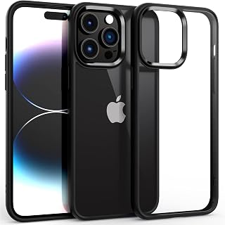 Supdeal Shockproof Clear Case for iPhone 14 Pro Max, [Not Yellowing] [10FT Military Drop Protection] Hard Clear Back Four Corner Airbags Drop Protection Phone Cover, 6.7 inch, Black