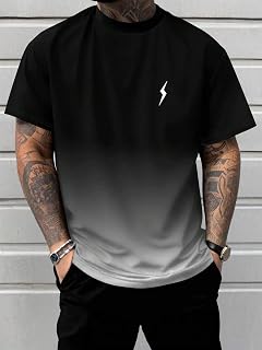 Men's Gradient Flash Print Short Sleeve Casual Summer T-Shirt