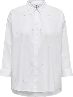 Only Onlnew Lina Grace LS EMB Shirt Noos Wvn Women's Long Sleeve Button Closure Shirt (Pack of 1)