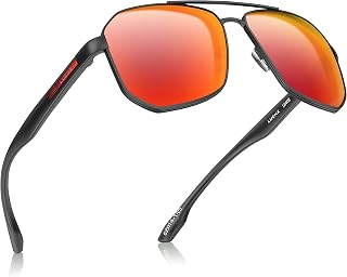 Luenx Polarized Sunglasses for Men: Square Polygon UV400 Driving