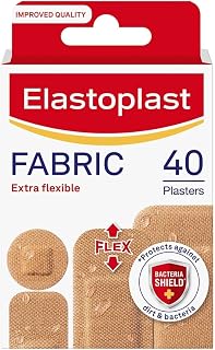 Elastoplast Extra Flexible Fabric Plaster Strips, 40 Count | Extra Flexible Wound Protection Strips, Water-Repellent, Breathable, Strong Adhesion, Protects from Dirt and Bacteria