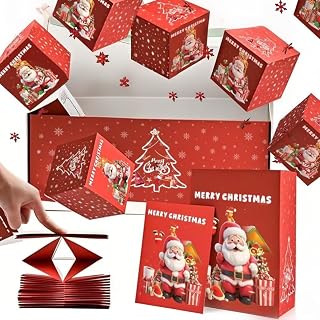 wiweafwa Surprise Gift Box Explosion for Money, Merry Christmas Explosion Gift Box, Money Gift Box for Cash Gifts, Luxury Folding Bouncing Explosion Box for Women, Men, Grandkids (Red - A-12pcs)