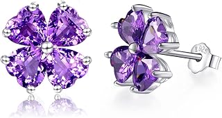 Elegant Lucky Women's Earrings, Hypoallergenic, Birthday, Popular, Four Leaf Clover, Birthstone, 925 Sterling Silver, Studs, Valentine's Day Gift, Luxury Jewelry for Women and Girls