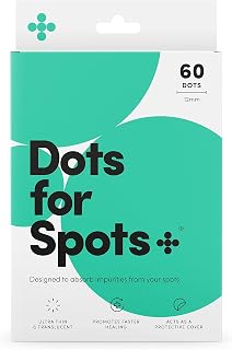 Dots for Spots Patches - Pack of 60 Translucent Hydrocolloid Spot Patch Spot Treatment Stickers for Face and Body - Fast-Acting, Vegan & Cruelty Free Skin Care