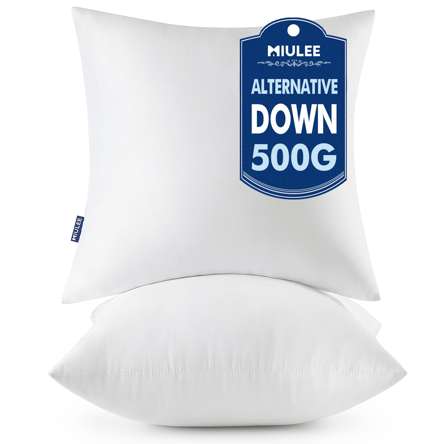 MIULEE 18x18 Throw Pillows Inserts 2 Pack, Decorative Pillows for Couch Bed | 10