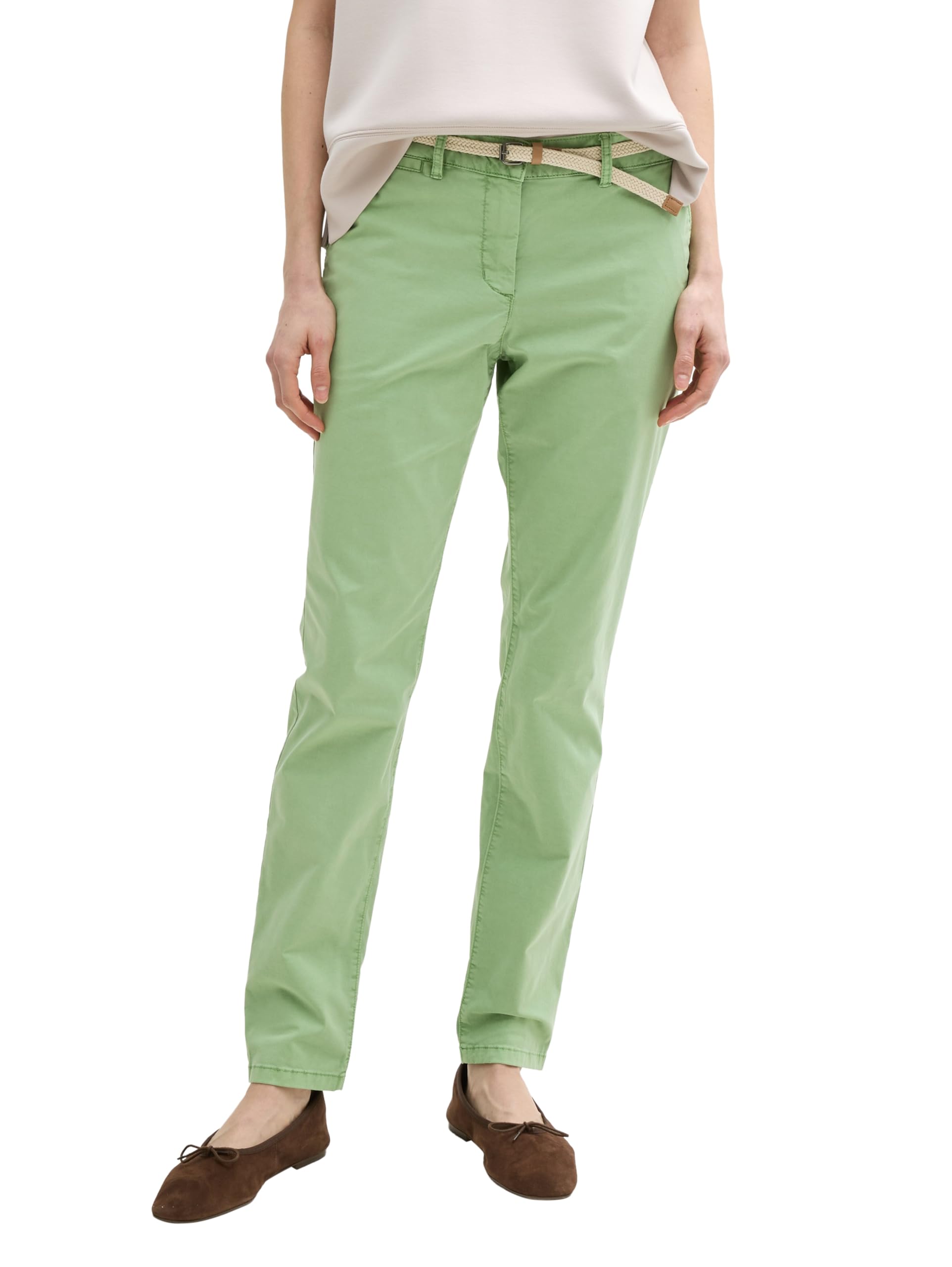 Tom Tailor Women's Slim Chino Trousers with Belt