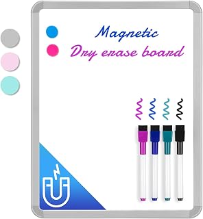 VUSIGN Magnetic Dry Erase Board, 14 x 11 Inches White Board, Gray | Includes 4 Dry Erase Markers, Small Mini White Board for Students Fridge Wall Locker