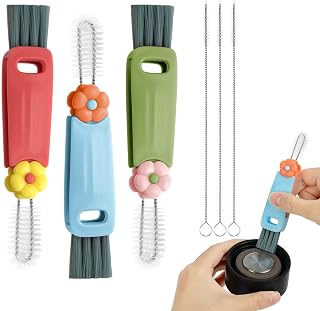 AOOWU 3 Pieces 3 in 1 Multifunctional Brush and 3 Straw Brushes, Cup Lid Cleaning Brush, Portable Bottle Crevice Brushes, Narrow Cup Spaces