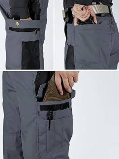 Mens Cargo Tactical Work Trousers, Spacious Multiple Pockets, Adjustable Waist (No Belt), Regular Fit for Hiking, Hiking Hiking