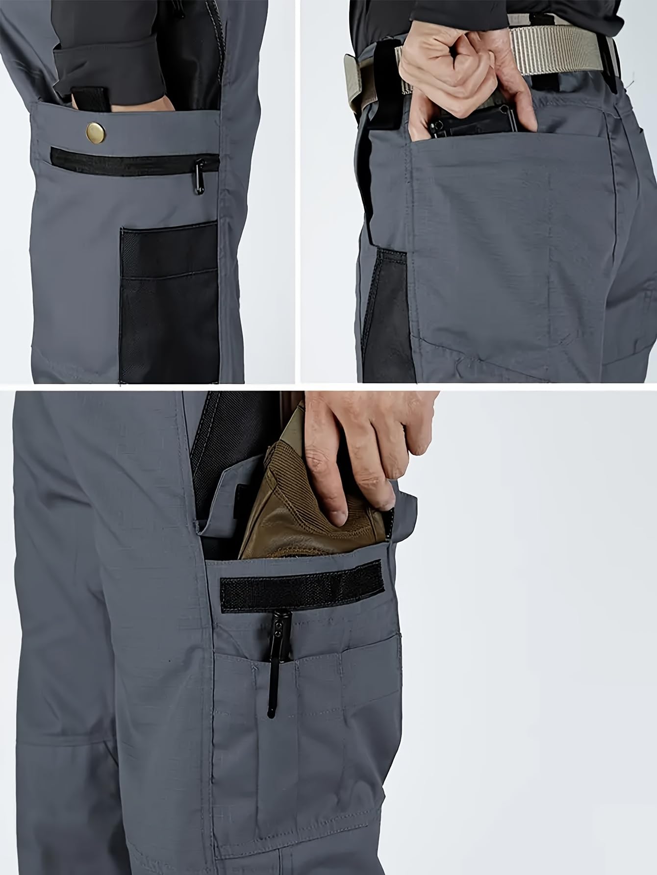 Mens Cargo Tactical Work Trousers, Spacious Multiple Pockets, Adjustable Waist (