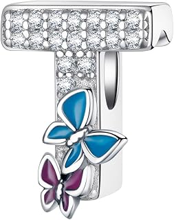 LNQOBU Ciondolo con Lettera Dell'alfabeto in Argento Sterling 925 Charm Bead con A-Z Pendente con Zirconia 5A Compatibile con Pandora e Europei Bracciale Collane da Donna
