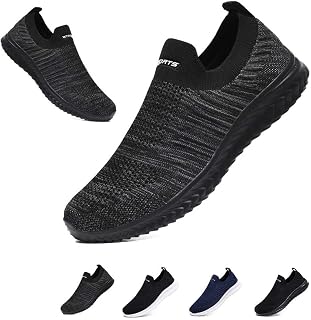 Mens Womens Slip On Trainers Casual Nordic Walking Shoes Breathable Running Shoes Nurse Work Shoes Lightweight Tennis Shoes Soft Mesh Gym Workout Sneakers