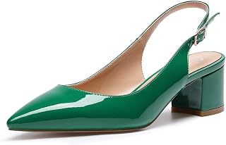 CASTAMERE Women's Block Heel Slingback Pumps Pointed Sandals 5 cm Heels
