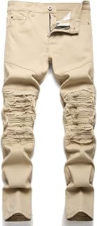 RXXKKK Men's Classic Zip Up Jeans Regular Fit Flex