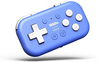 8Bitdo Micro Bluetooth Gamepad Pocket-sized Mini Controller for Switch/Switch 2, Android, and Raspberry Pi, Supports Keyboard Mode (Blue)