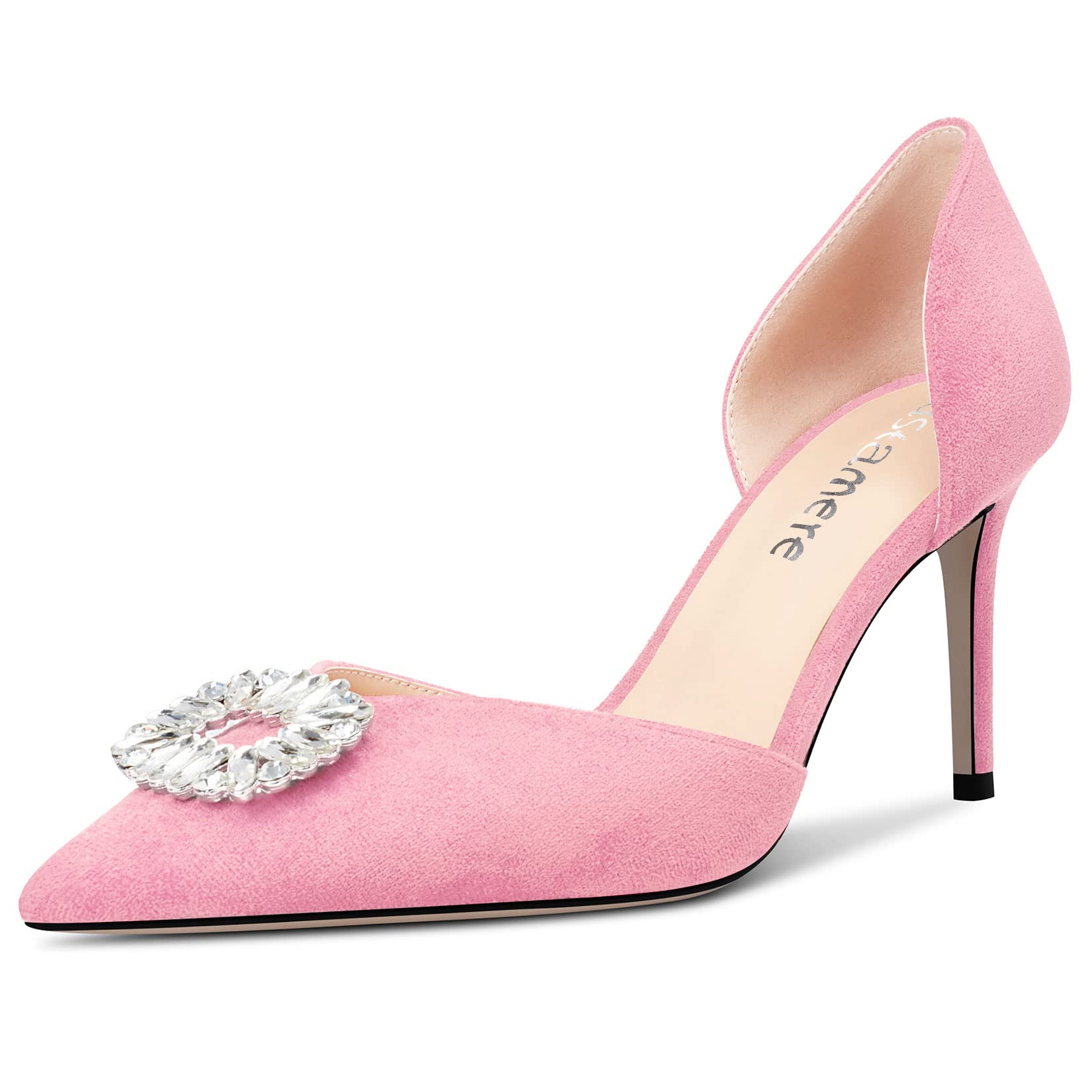 Castamere Women's High Heel Pointed Toe Pumps Two-Piece Slip-on Diamante Crystal