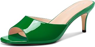 Castamere Women's Round Open Toe Kittens Heel Slippers Fashion Shoes Sandals Party Dance Dress Slip-on Sandals 6.5 cm Heels