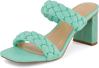 Dunes Iris Women's Summer Block Heel Square Toe Memory Foam Sandals