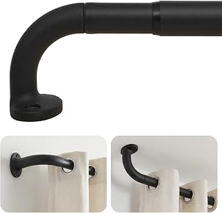 ASULUPHY Blackout Curtain Rod 32-90 In, Heavy Duty Wrap Around Curtain Rods | 1 Inch Diameter Adjustable Door Curtain Rod, Long Curtain Rod with Brackets, Heavy Duty Drapery Rod for Bedroom
