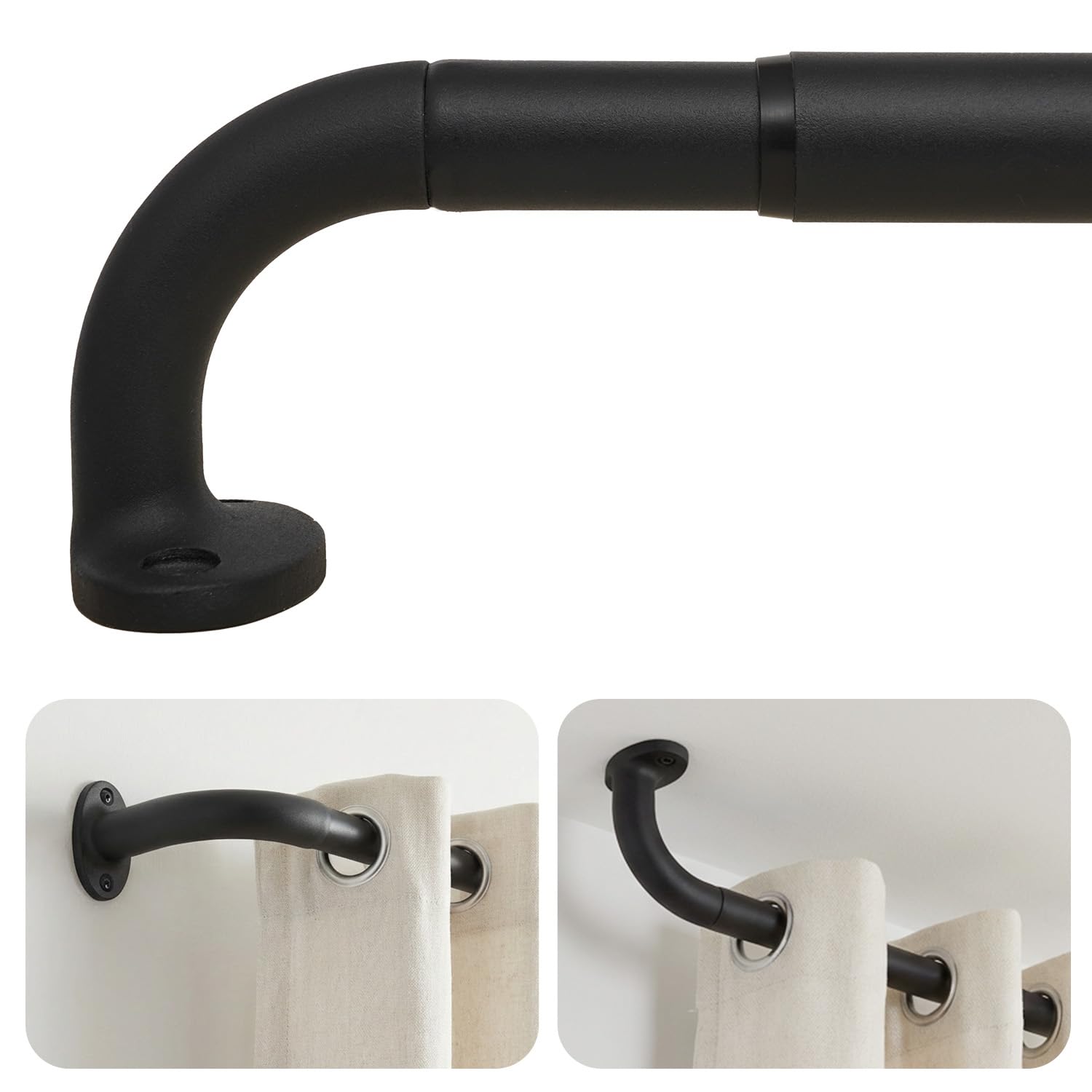 ASULUPHY Blackout Curtain Rod 32-90 In, Heavy Duty Wrap Around Curtain Rods | 1 