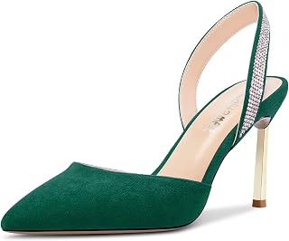 Castamere Women's High Heel Pointed Toe Pumps Slingback Slip-on Diamond Crystal 8.5 CM Heels