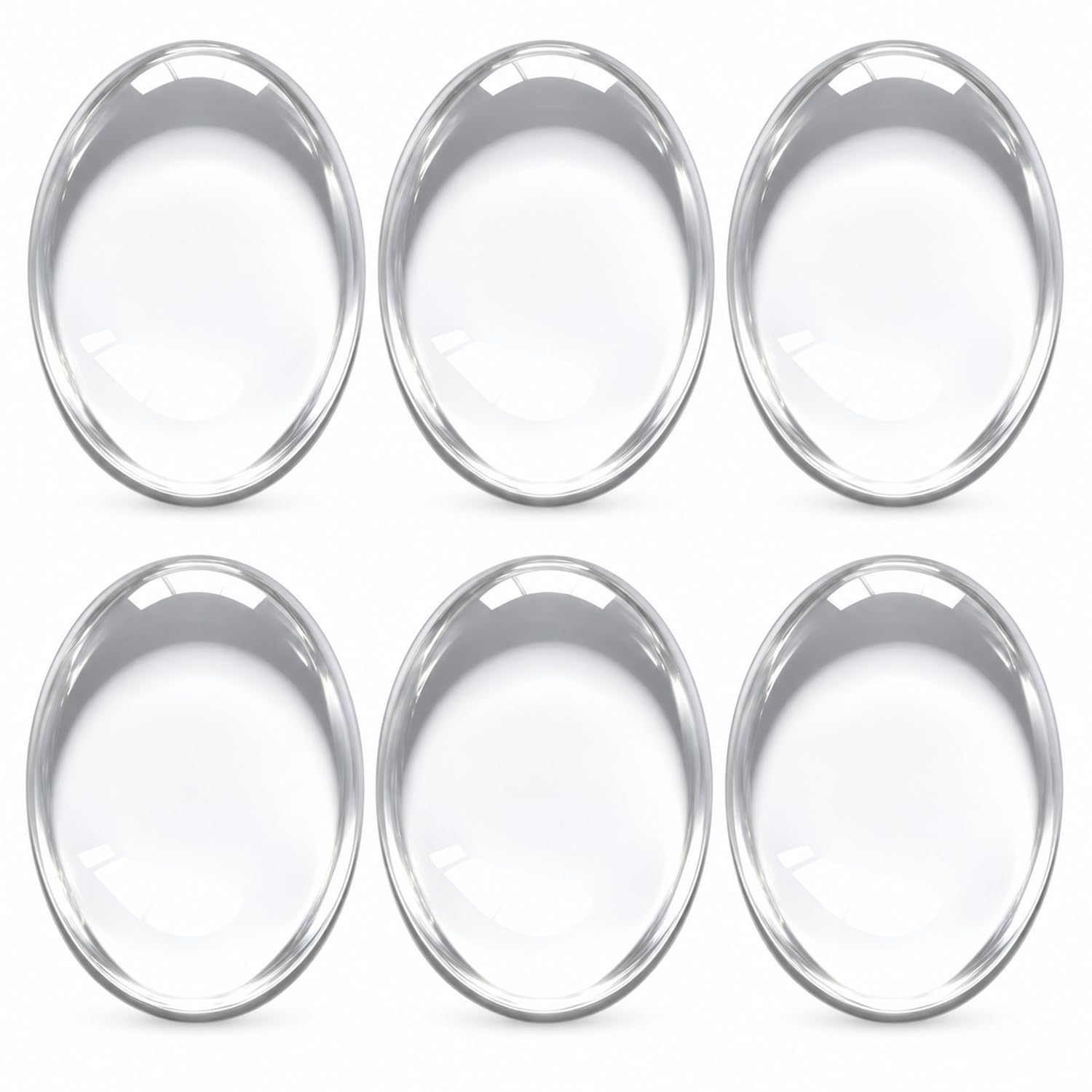 Enenes Oval Glass Cabochons 50PCS, 30x40mm Clear Dome Flat Back Tiles | 50 clear