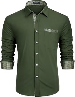 Enlision Men's Long-Sleeved Business Shirt, Regular Fit, Casual Shirt, Modern, Wedding Shirt with Pocket