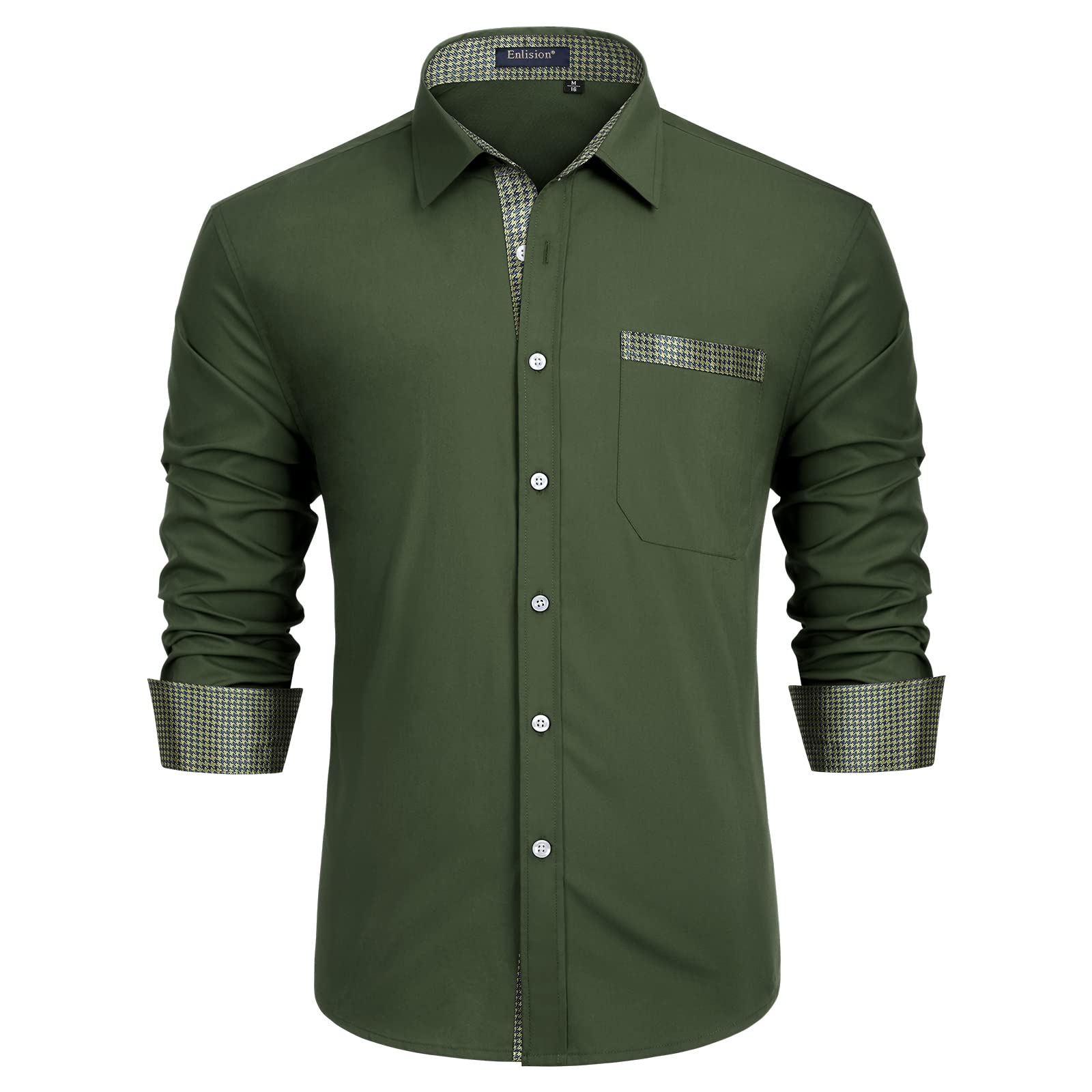 Enlision Men's Long-Sleeved Business Shirt, Regular Fit, Casual Shirt, Modern, W