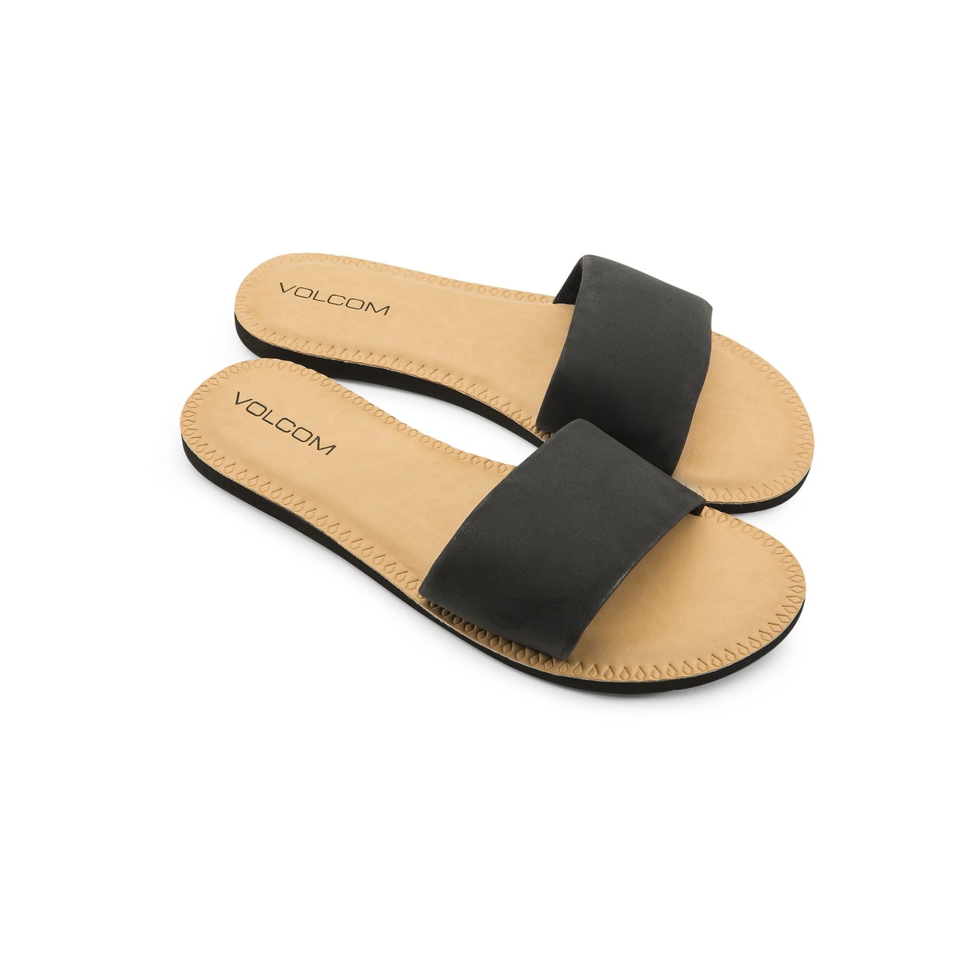 Volcom Women's Simple Slide Sandals – Cushioned Synthetic Leather Strap Slides W