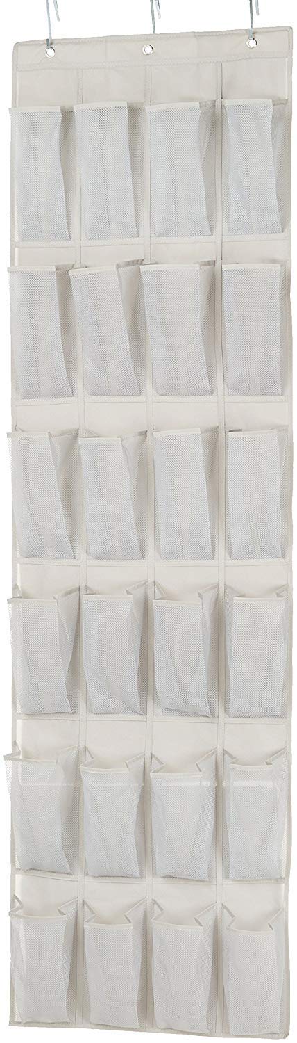 Amazon Basics 24 Medium Mesh Pocket Over-the-Door Hanging Shoe Organizer, Space 