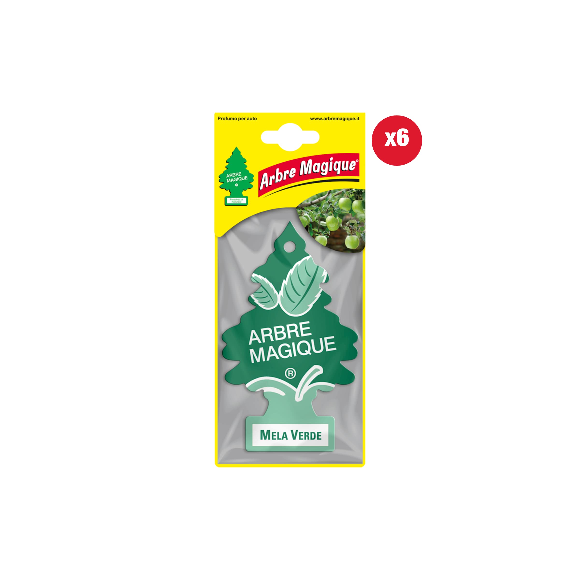 Arbre Magique Car Air Freshener, Green Apple Fragrance, Pleasant and Refreshing 