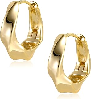 Hoop Earrings Women Gold Silver Twist Chunky U-Shape Geometric Huggie Hoop