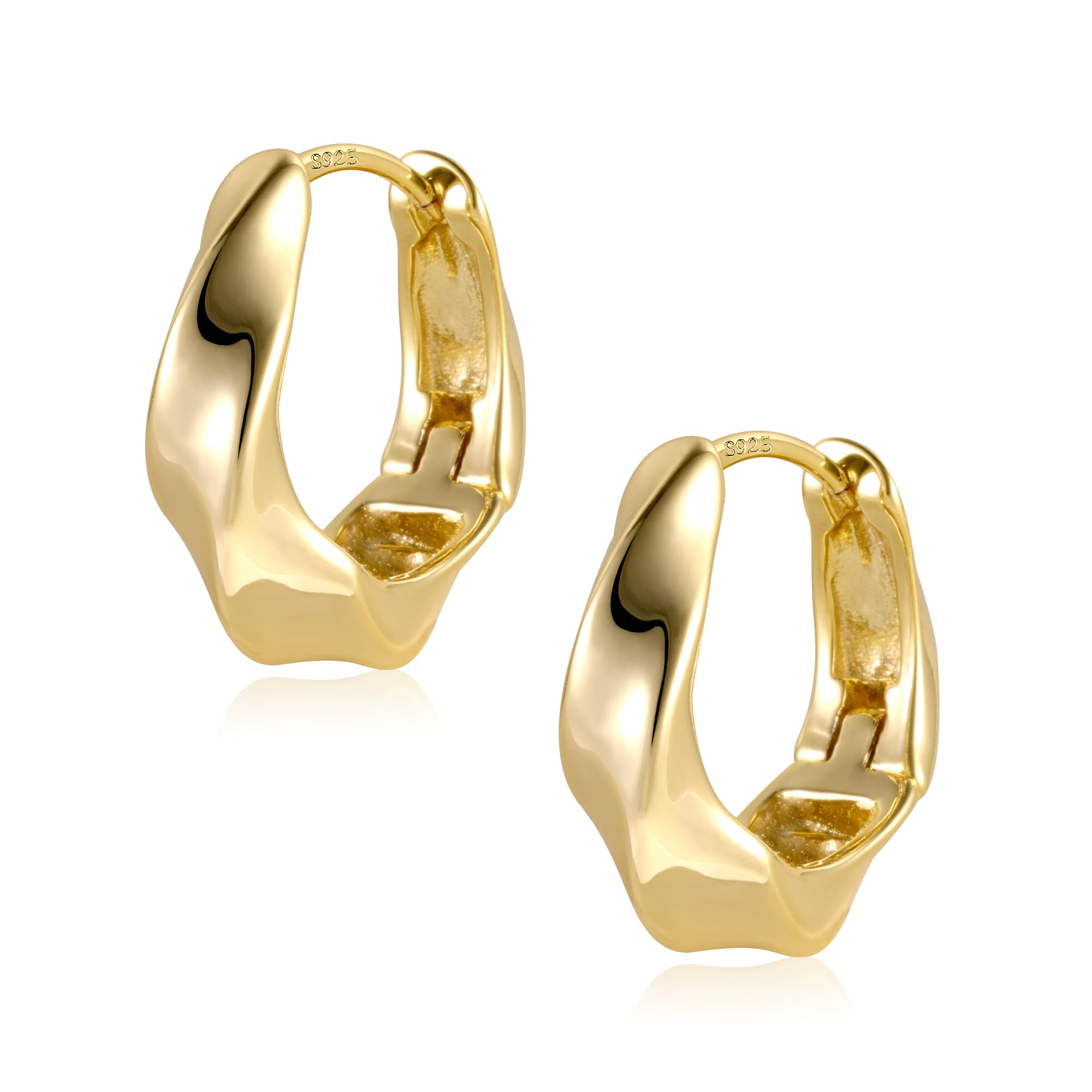 Hoop Earrings Women Gold Silver Twist Chunky U-Shape Geometric Huggie Hoop