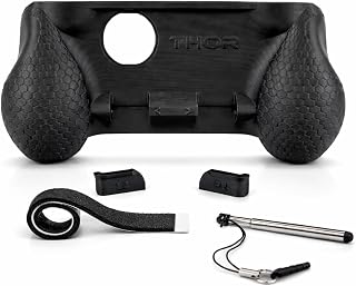MunnyGrubbers - AYN Thor Compatible Ergonomic Grip with Stylus Holder - Includes Extendable 4 inch Stylus & Snap-on Trigger Upgrade - Thor Grip with Foam Inserts - Made in USA - (Black)