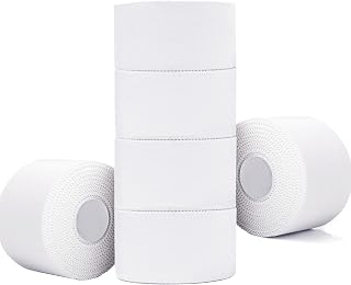 BILGETA Athletic Tape,6 Rolls White 1.5" x 10 Yards Adhesive Sports Tape,Very Strong No Sticky Residue Wrist Ankle Tape,Easy Tearing for Gymnastics Boxing Lacrosse Climbing Hockey Bat