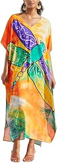 KECVOT Kaftan Dresses for Women V-Neck Print Swimsuit Cover Up Plus Size Beach Caftan Lounge Dress
