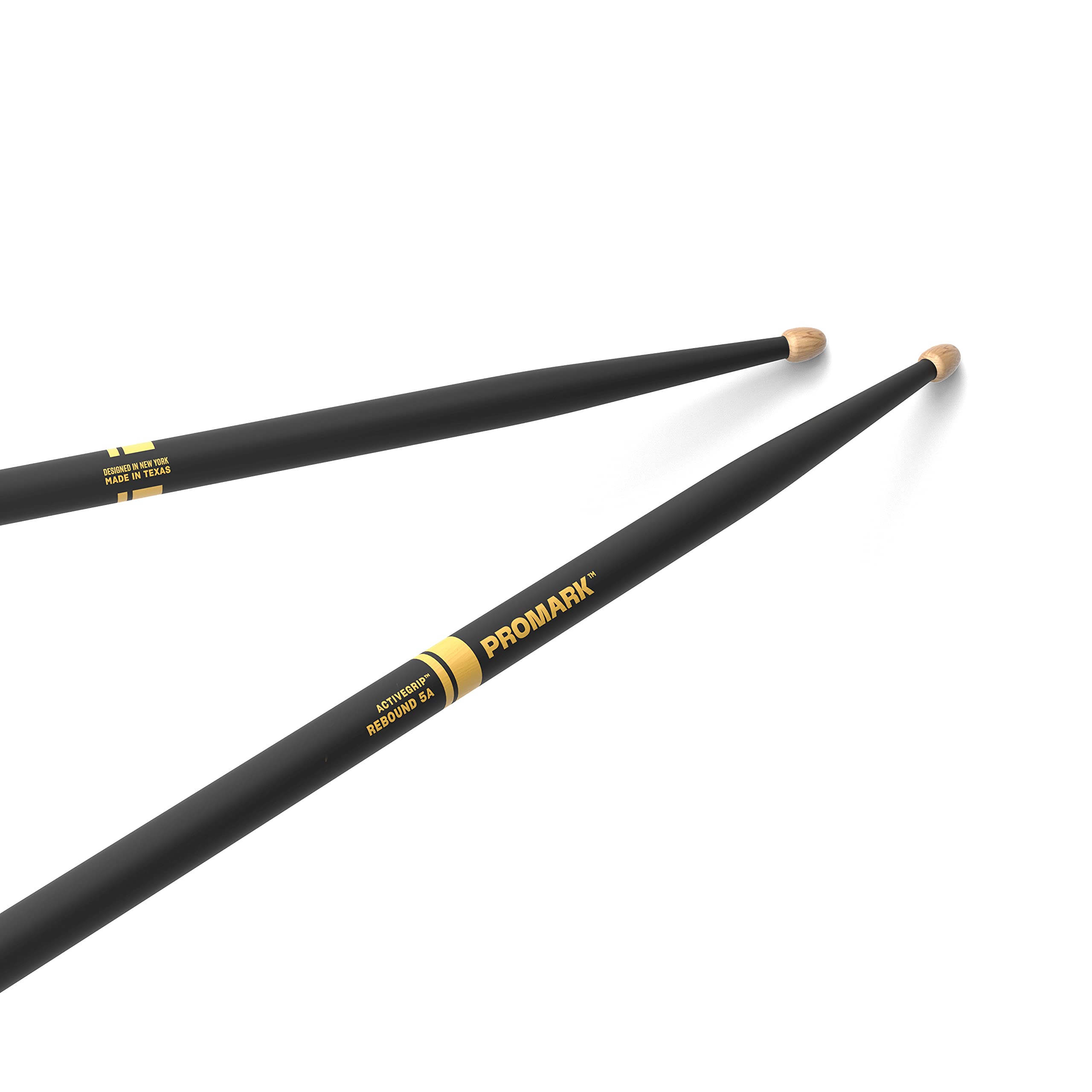 ProMark Rebound ActiveGrip R5AAG 5A Drumsticks, Acorn Tip, Black | 5A hickory dr