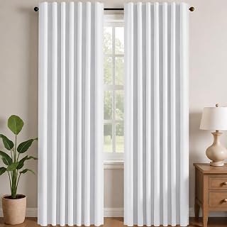 Deconovo Blackout Curtains, Opaque Curtains with Ruffle Tape, Loops, 3-in-1 Thermal Curtains Against Heat Curtains for Living Room, Bedroom, H 290 x W 140 cm, Silver Grey, Set of 2