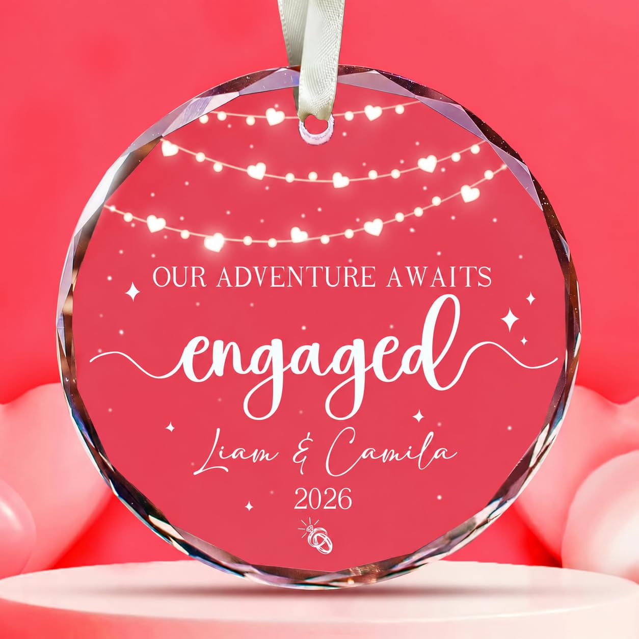 Personalized Our Adventure Awaits Engaged Ornament 2026 – Custom Engagement Orna