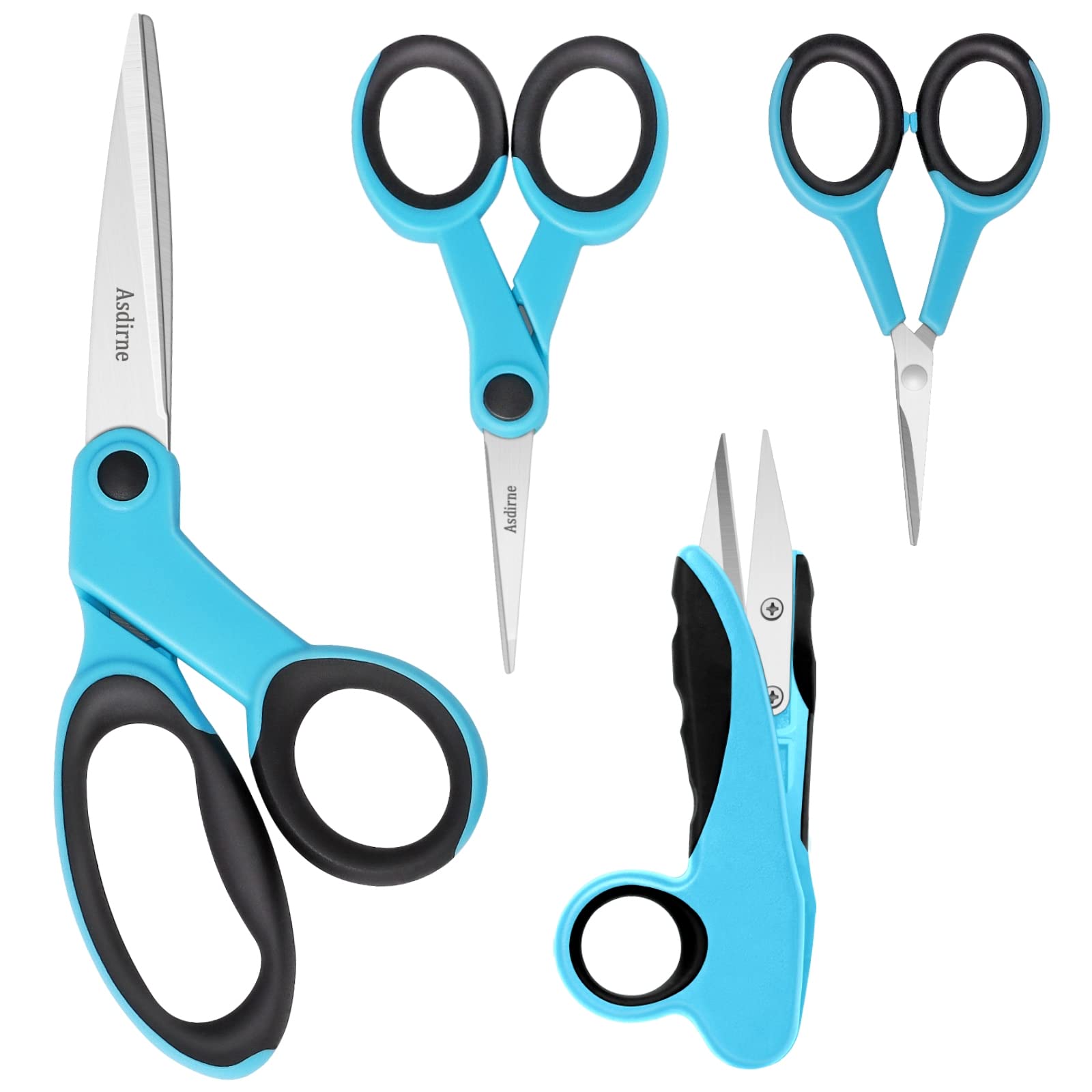 Asdirne Fabric Scissors Set with Sharp Stainless Steel Blade and Soft Handles, I