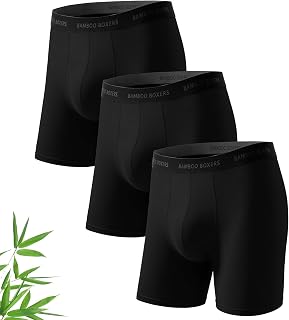 SIMIYA Bamboo Boxers Mens Soft Breathable Long Leg Anti Chafing Boxer Short