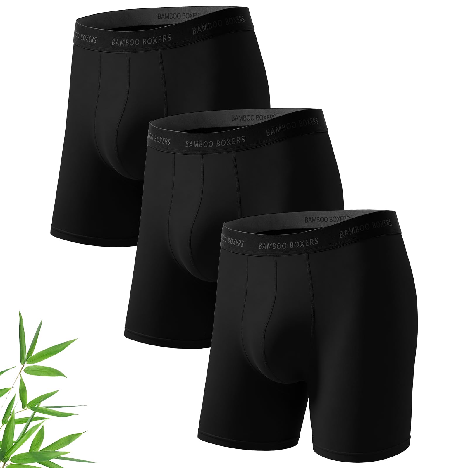 SIMIYA Bamboo Boxers Mens Soft Breathable Long Leg Anti Chafing Boxer Short