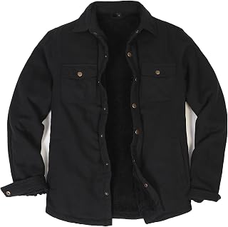 ZENTHACE Men's Sherpa Lined Flannel Shirt Jacket,Long Sleeve Brushed Flannel Shacket Jackets,Push Button