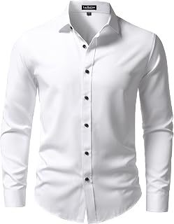 LucMatton Men's Long Sleeve Button Up Dress Shirt