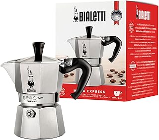 Bialetti Moka Express Coffee Maker, Anti-Scald Handle, Not Suitable for Induction, 1 Cups (2 ml), Aluminium